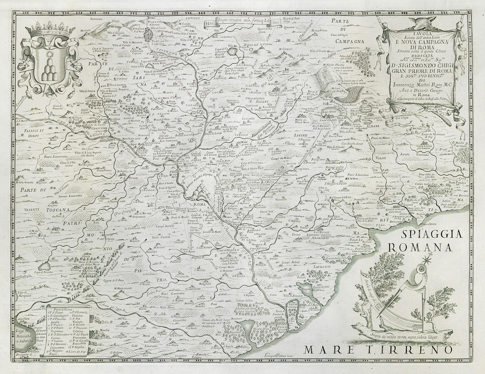 Tavola Esatta dell'antico Latio e Nova Campagna di Roma. Latium. ROSSI c1697 map